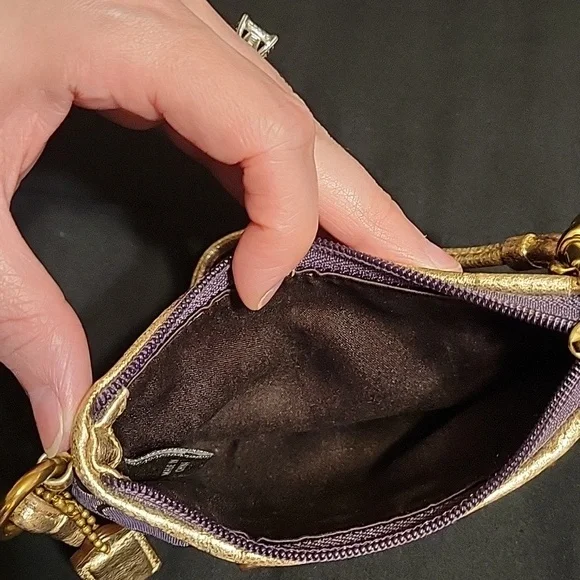Coach Poppy Purple and Gold Signature Wristlet - Picture 12 of 13